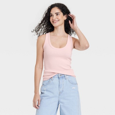 Women's Tank Top - Universal Thread™ Light Pink M: Fitted