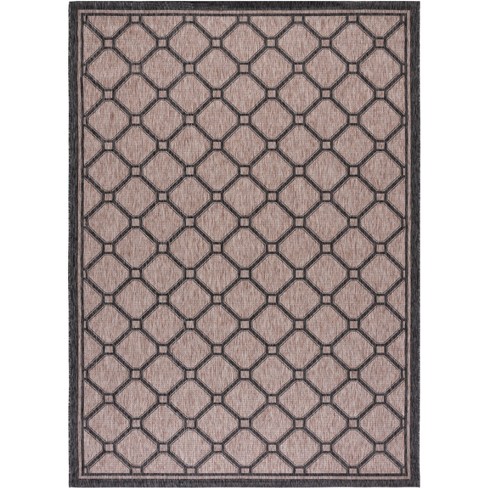  SAFAVIEH Courtyard Collection 9' Square Natural/Black