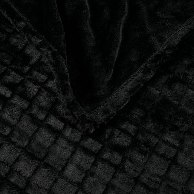 Oversized Black Faux Fur Electric Heated Throw Blanket
