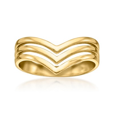 Ross-Simons 18kt Gold Over Sterling 3-Row Chevron Ring