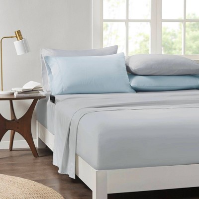 Blue Floral Microfiber Twin Bed in a Bag Set