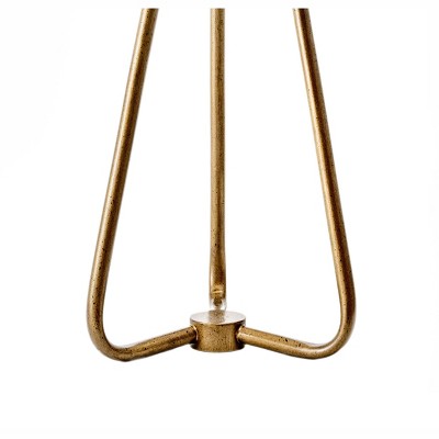 Antique Brass Metal Tripod Table Lamp with White Fabric Shade