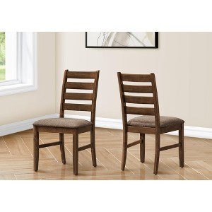 Dining Chair, 38" Height, Dining Room, Kitchen, Set Of 2, Side, Upholstered, Brown Fabric, Antique Cherry, Transitional - 1 of 4
