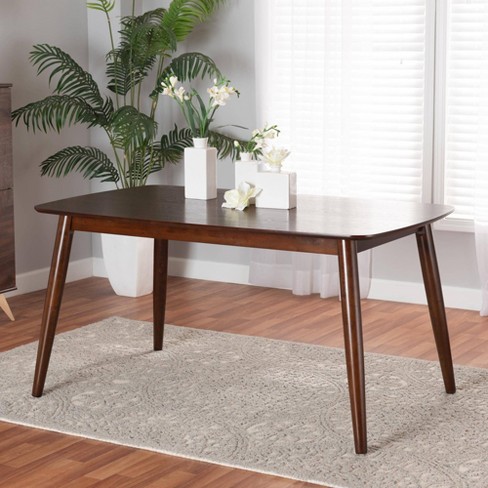 Baxton Studio Flora Wood Dining Table Walnut Brown: Mid-century Design ...