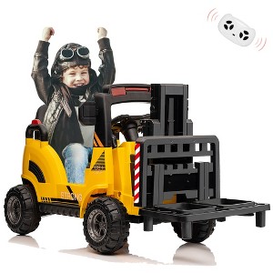12V Kids Ride On Forklift Truck with Remote Control - Liftable Forks & Pallet Included - Educational Construction Vehicle Toy - 1 of 4