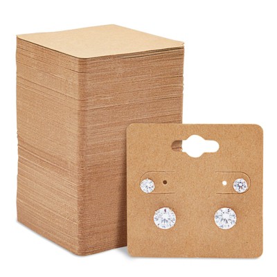 Juvale Kraft Paper Jewelry Display Cards for Earrings, Necklaces, Studs (2 x 2 In, 200 Pack)