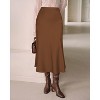 Cheetah Print Satin Midi Skirt - Women's High Waist A-Line Skirt with Elastic Waistband Brown - 2 of 4