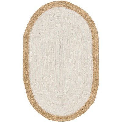 Handmade Braided White Jute 8' x 10' Oval Rug