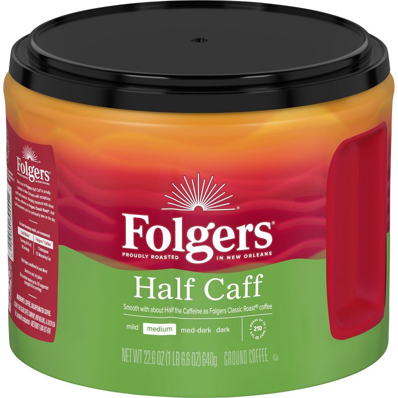Folgers Classic &#189; Caff Medium Roast Coffee - 22.6oz, 1 of 10