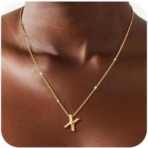 Sterling Silver Balloon Letter Necklace Satellite Bead Chain Personalized Gift - 1 of 4