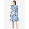 Dreams & Co. Plus Size Short Floral Print Cotton Gown - 3 of 4