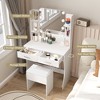 Vanity Desk with LED Lighted Mirror and 3 Adjustable Lights,  Makeup Vanity with Storage Stool, 2 Large Drawers and 4 Open Shelves - 2 of 4