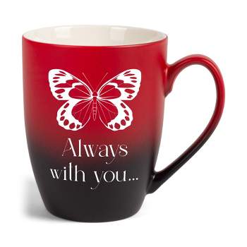 Elanze Designs Always With You Two Toned Ombre Matte Red and Black 12 ounce Ceramic Stoneware Coffee Cup Mug
