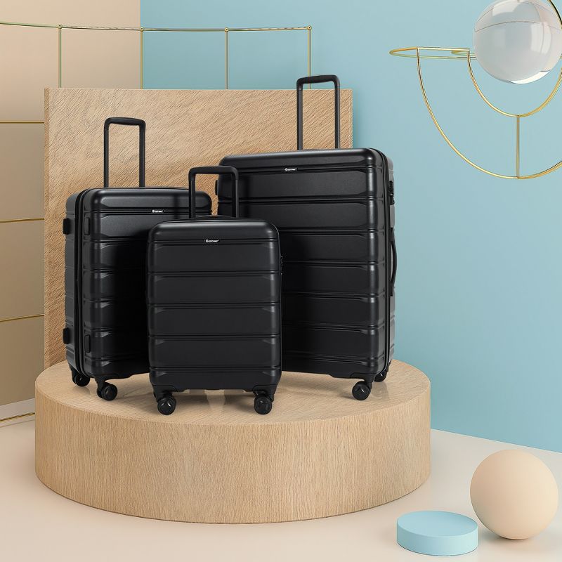 Costway 3 Piece Hardshell Luggage Set Ex pandable Suitcase w/ TSA Lock & Spinner Wheels, 2 of 11