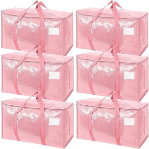 6 Pack Extra Large Moving Bags Zippers & Carrying Handles, Heavy-Duty Storage Tote Moving Boxes Space Saving - 1 of 4