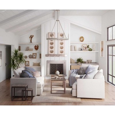 Galloway 6-Light Brushed Nickel and Oak Chandelier