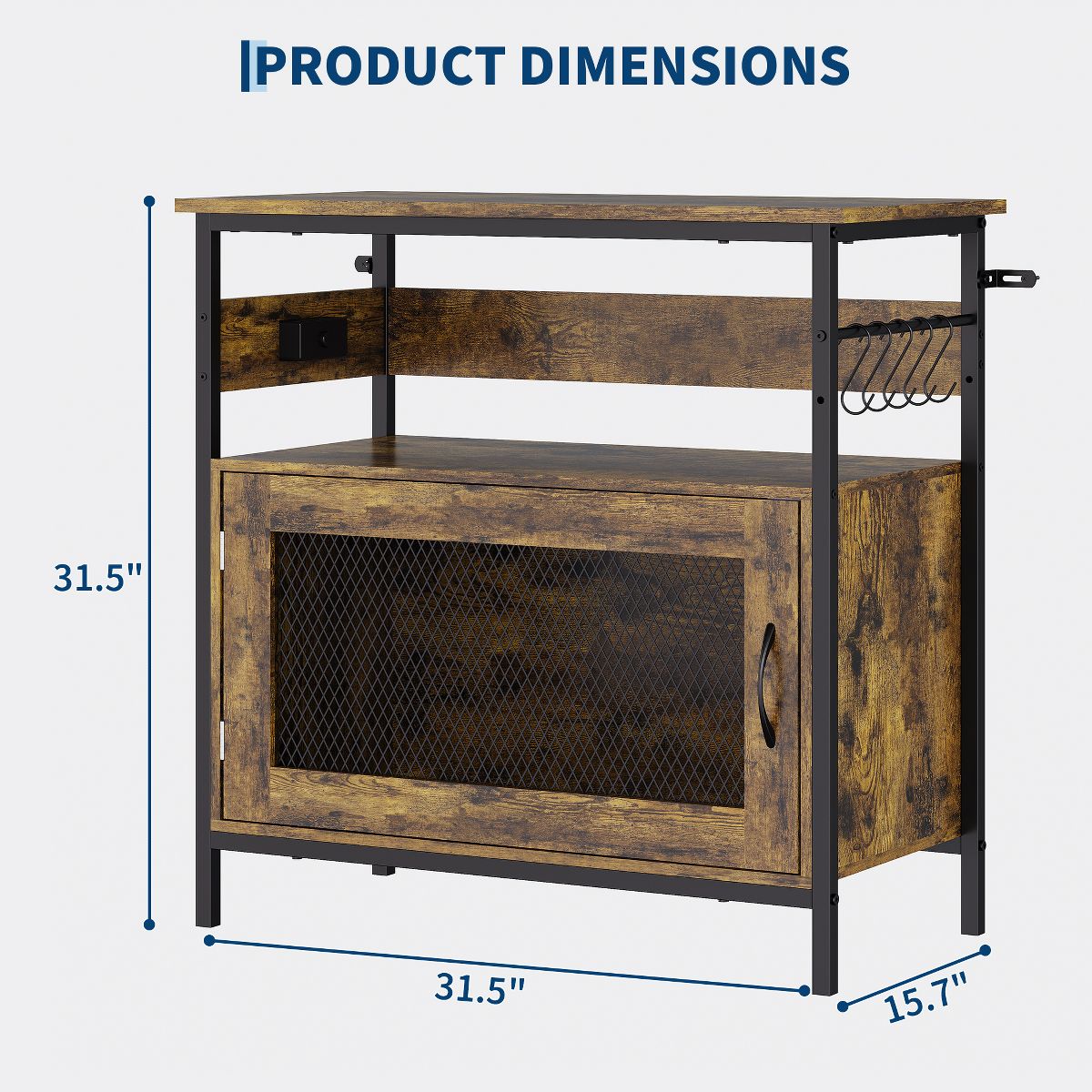 Aquarium Stand with Power Outlet, Aquarium Stand with Storage Cabinet Hooks, 380 Lbs Capacity Reptile Terrarium Stand for Home Office Living Room - thumbnail 9