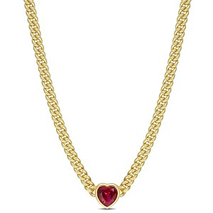 EVERLY JEWELRY | Brass 2.9 CT TGW Heart-Shape Red Cubic Zirconia Necklace- 18 inch - 1 of 4