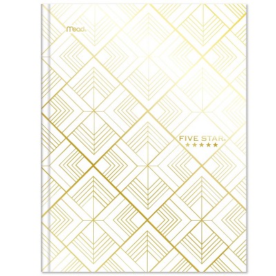 Five Star 150 sheet College Ruled Composition Notebook Metallic Geo Hardcover White Diamonds