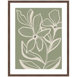 Kate and Laurel Delicate Flowers with Veins by Nikita Jariwala Framed Wall Art Print, 34 x 42, Florence Medium Brown - 1 of 4