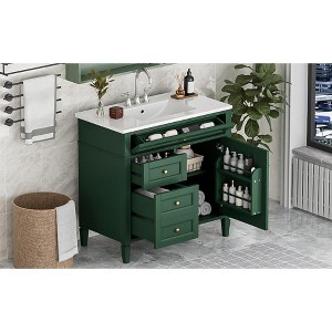 Osparple 36" Bathroom Multi-function Vanity with Sink Free Standing Bathroom Cabinet with Soft Closing Door and Tip-out Drawer - 1 of 4