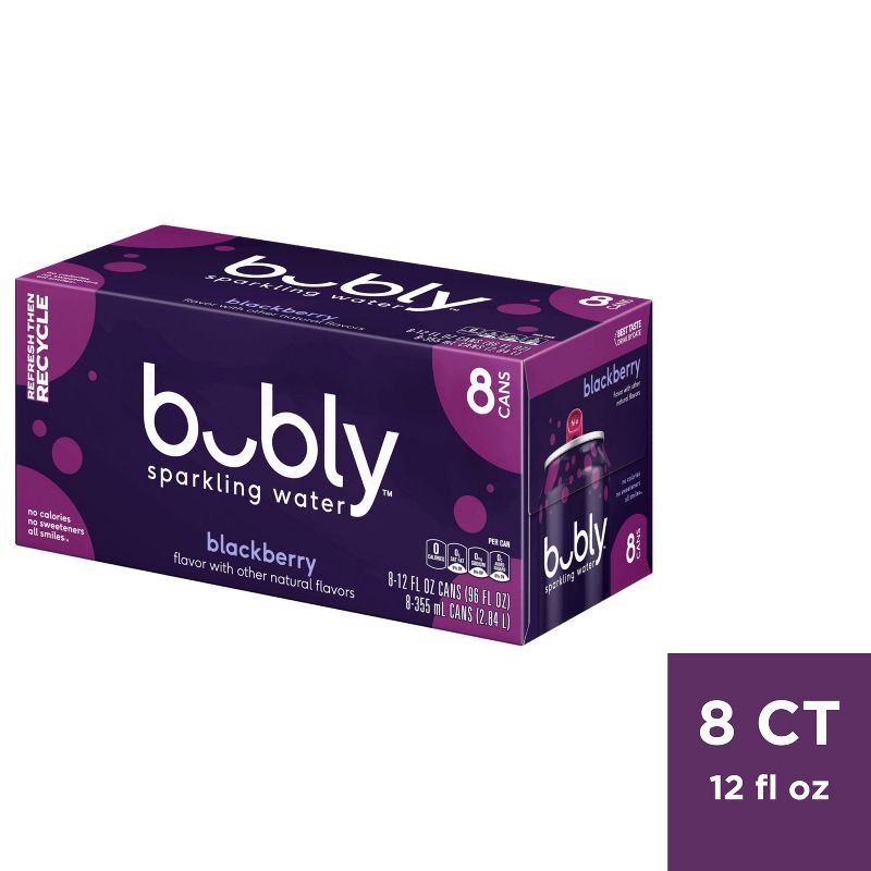 bubly Blackberry Sparkling Water - 8pk/12 fl oz Cans, 1 of 7