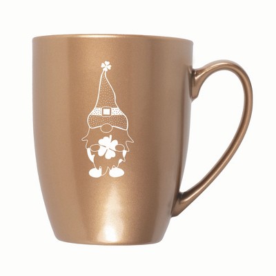 Elanze Designs Gnome With Dot Pattern On Hat 10 ounce New Bone China Coffee Tea Cup Mug, Bronze