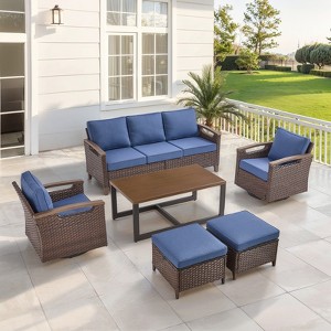 Belord Patio Furniture Set with 47.2" Coffee Table, All Weather Wicker Outdoor Furniture with High Back Swivel Patio Chairs Set of 2 Outdoor Couch - 1 of 4
