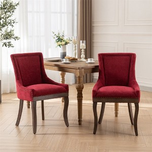 Set of 2 Side Dining Chairs, Thickened Fabric Chairs with Neutrally Toned Wood Legs, Upholstered Accent Dinner Chair for Living Room Kitchen - 1 of 4