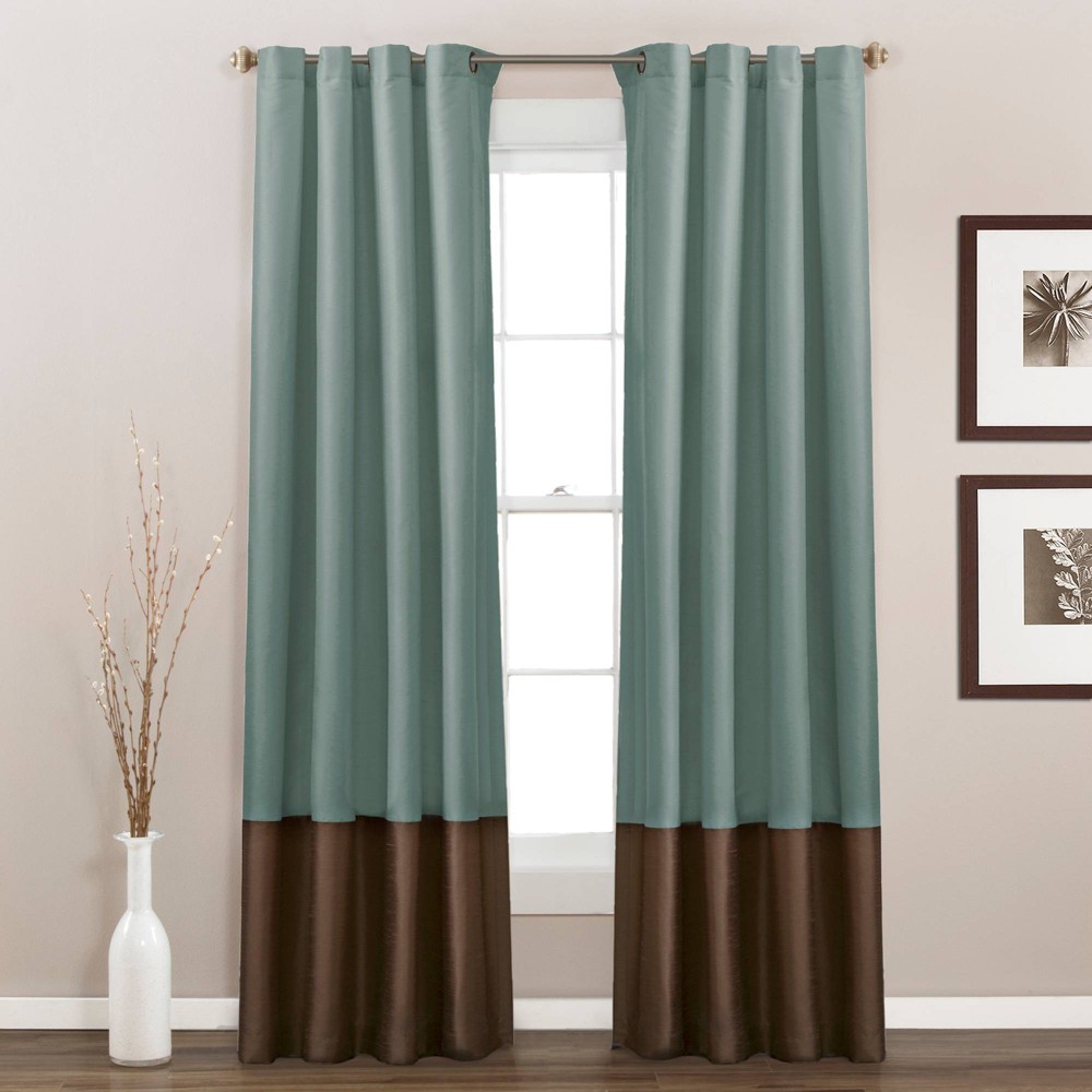 Photos - Curtains & Drapes Set of 2 84"x54" Prima Window Curtain Panel Blue/Chocolate - Lush Décor