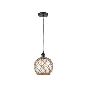 Farmhouse Rope - 1 Light Cord Hung Mini Pendant In Industrial Style-10.75 Inches Tall and 8 Inches Wide - 1 of 1