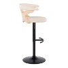 LumiSource Set of 2 Gardenia Adjustable Barstools Black Metal/Natural Wood/Cream PU - 3 of 4
