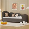 KTMBDW Daybed with Trundle, Wood Twin Bed Frame with Upholstered Headboard, Day Bed Pop Up Trundle Bed Twin for Living Room,Bedroom, Gray - 3 of 4