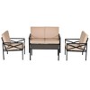 Outsunny 4-Piece Patio Furniture Set Garden Conversation Set with Soft Washable Cushions & Strong Steel Frame, Beige - 4 of 4