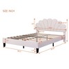 XIYUYEU Full/Queen Size Upholstered Platform Bed with Flower Pattern Velvet Headboard,Wood Slats Support - 3 of 4