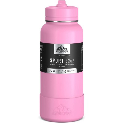 Hydrapeak Sport Stainless Steel Insulated Water Bottle With Spill Proof Straw Lid And Matching Rubber Sport Boot