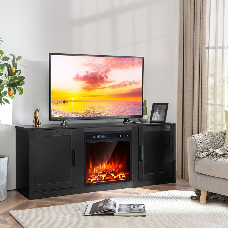 Costway 58'' Fireplace TV Stand Entertainment Console W/ 18'' Electric Fireplace, 2 of 11