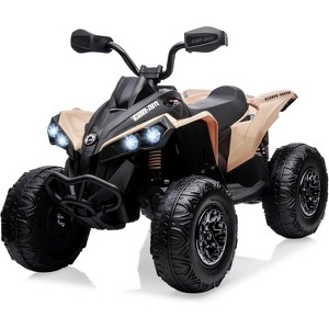 12V Kids ATV Ride-On Toy, Bombardier Licensed BRP Can-am 4 Wheeler Quad, LED Lights, Bluetooth, Music, USB, Suspension - 1 of 4