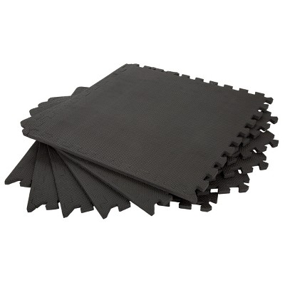 Fleming Black Interlocking EVA Foam Floor Tiles, 24" x 24", Pack of 6