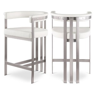 Meridian Furniture,Marcello Cream Vegan Leather Counter Stool, Set of 2 - 1 of 4