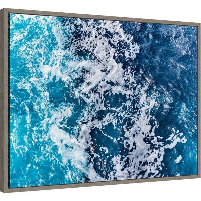 Turbulent Tasman Sea V Abstract Canvas Print with Greywash Frame