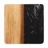 Slickblue Set of 4 Marble & Acacia Coaster, 4" Round/Square, White/Black with Padded Feet, Stylish Gift - 2 of 2