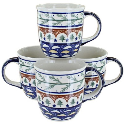 Blue Rose Polish Pottery 1800 Zaklady 4PC Mug Set