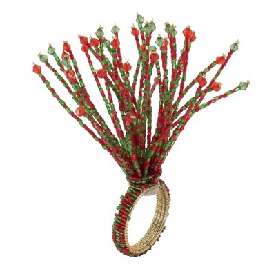 Saro Lifestyle Beaded Burst Design Napkin Rings (Set of 4)