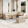 vidaXL Patio Sofa Set with Cushions Outdoor Furniture 13 Piece Poly Rattan - Beige and Cream - 2 of 4