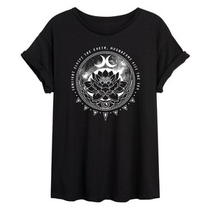 Women's - Instant Message - Astrological Lotus Oversized Graphic T-Shirt - 1 of 4