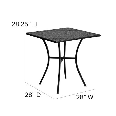 Oia Black Steel Square Patio Dining Table