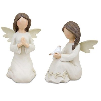 Melrose Angel Figurine with Floral Accent (Set of 3)