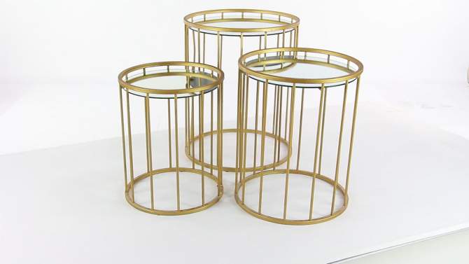 Set of 3 Contemporary Metal Accent Tables Gold - Olivia &#38; May, 2 of 5, play video