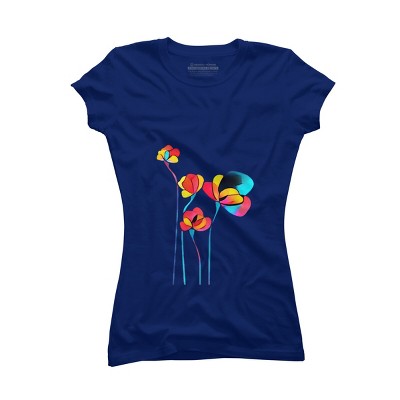 Junior's Design By Humans Abstract Flowers By jirkasvetlik T-Shirt